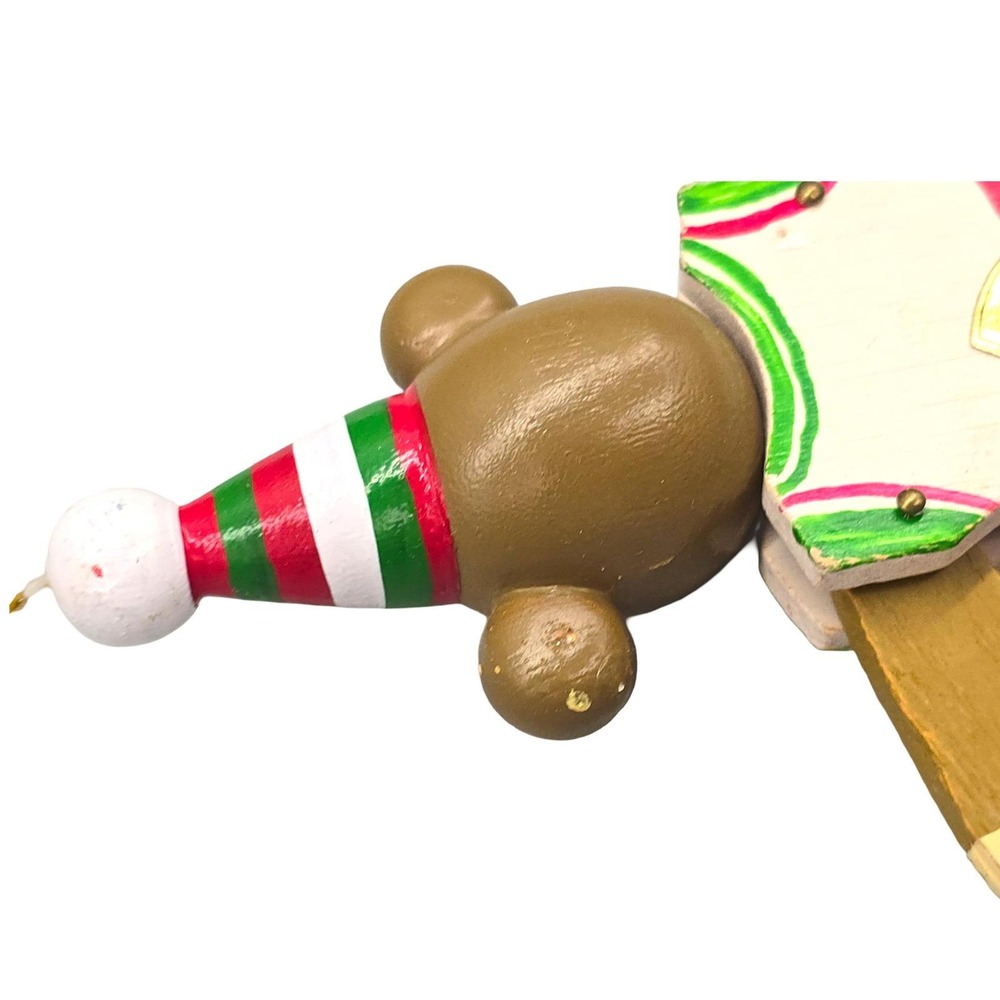 Vintage Wooden Bear Jumping Jack Christmas Ornaments Set 2 Pull String Taiwan - Picture 8 of 15